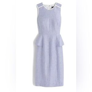 J. Crew Linen Peplum Dress French Blue Size 4 EUC MSRP $168